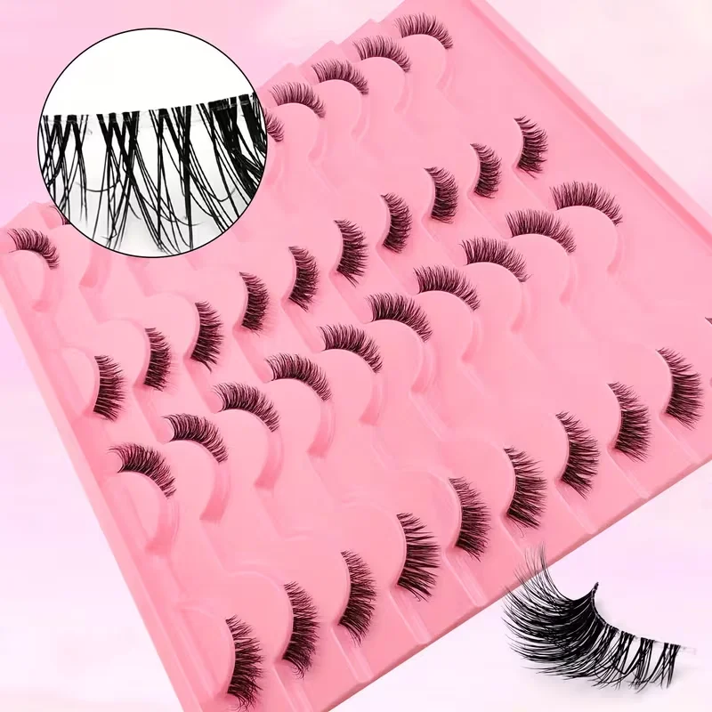 20 Pairs Transparent Band Half Strip False Eyelashes, High-Volume Pack, Repeated for Emphasis: Transparent Band, Half Strip Lash