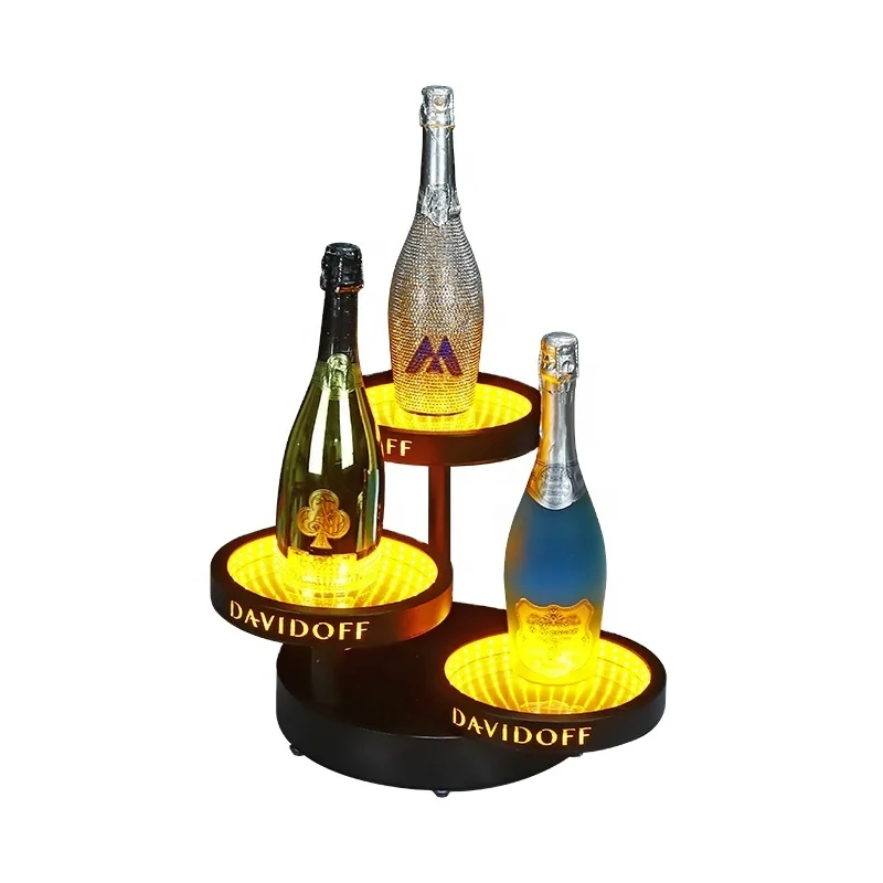 Bar Hotel Furniture Wedding Decoration Supplies LED Abyss Effect Glowing Acrylic Wine Holder Multiple Bottles for Creative