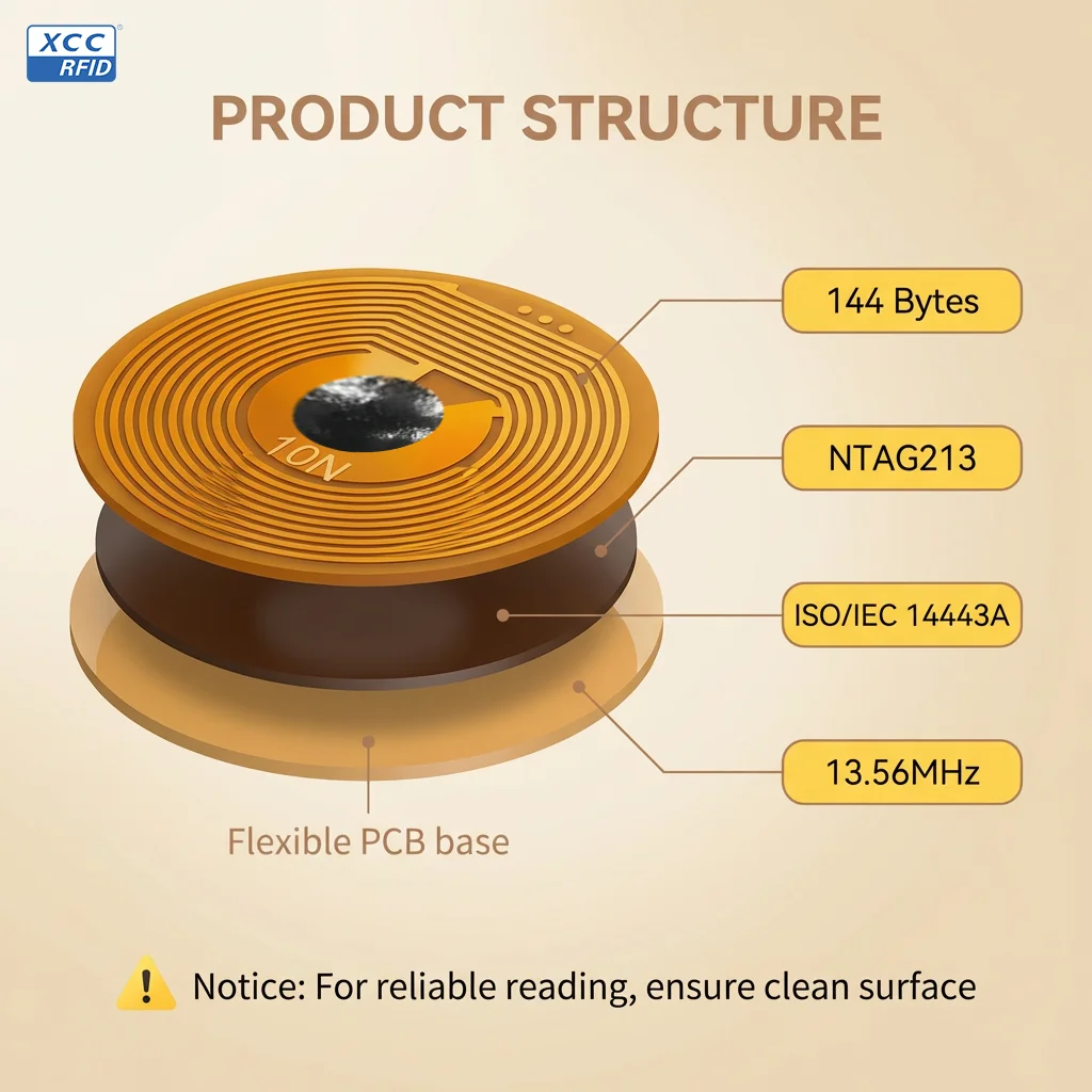 10mm NTAG213 FPC Flexible RFID Tag 144 Bytes 13.56MHz for DIY Smart Toys Wood Crafts Paper Electronics Tagging