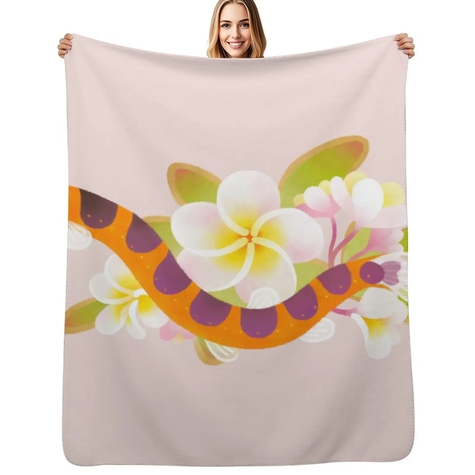 

Kuhli loach and plumeria Throw Blanket Cute Sofas Hairys Blanket
