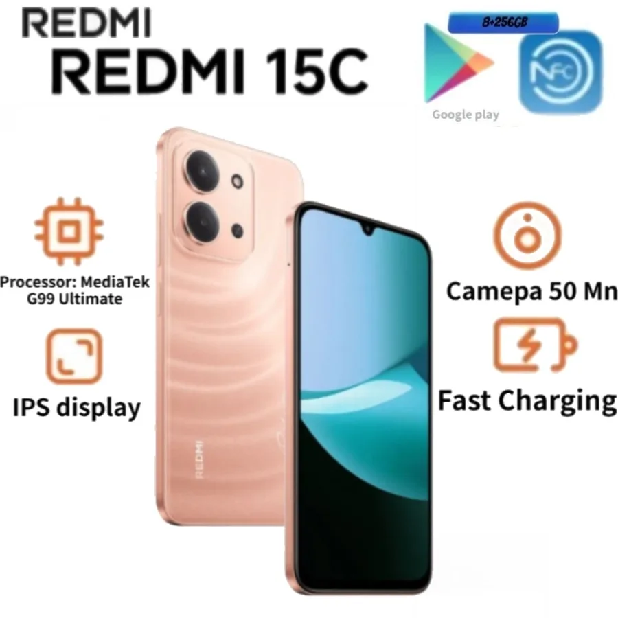 2026 new Redmi 15C Global Edition Redmi 15C 5G 8+256GB Smartphone: Ultra-slim 6000mAh smartphone with long battery life