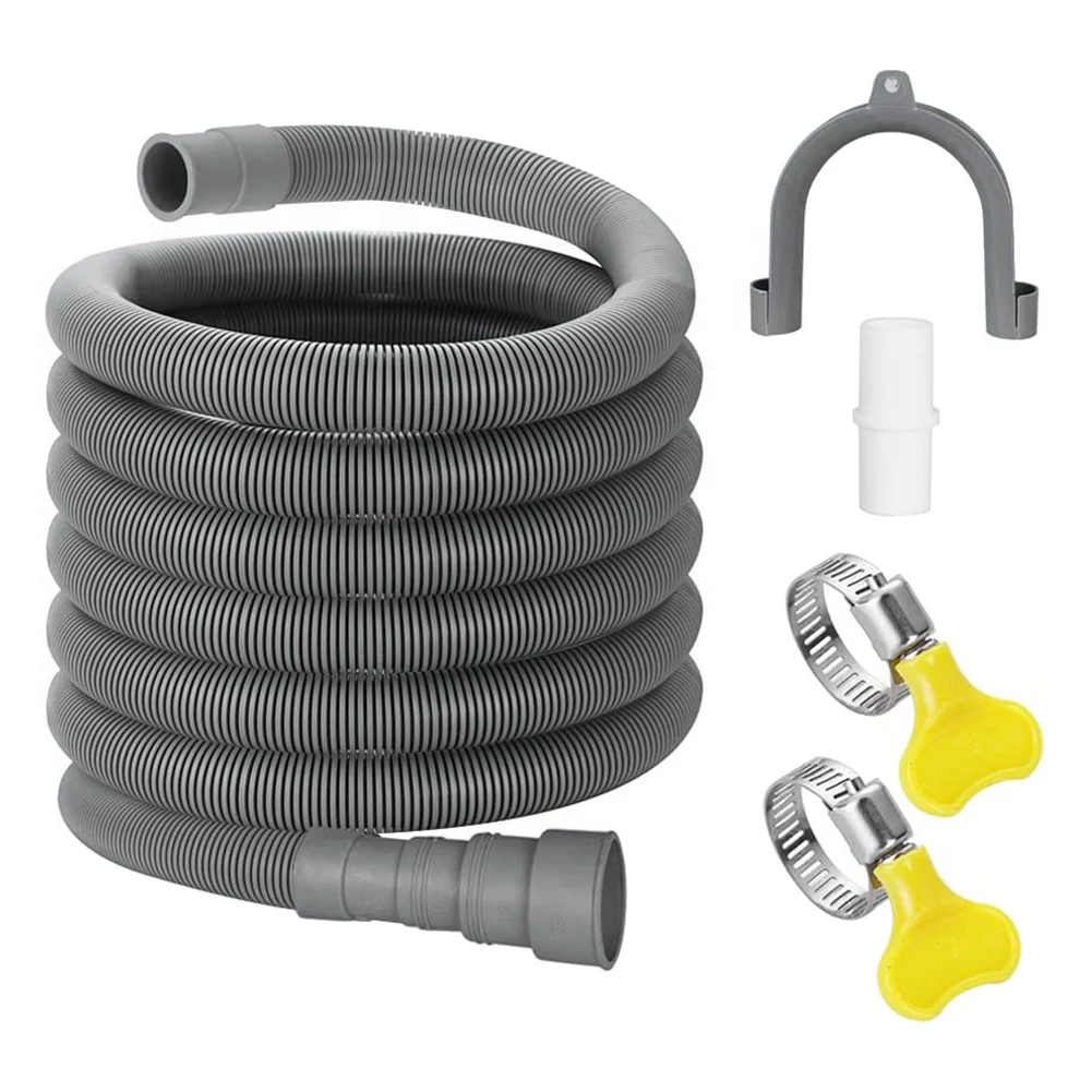 

Drain Hose Extension Set Universal Washing Machine Hose 10Ft, Include Bracket Hose Connector and Hose Clamps Drain Hoses