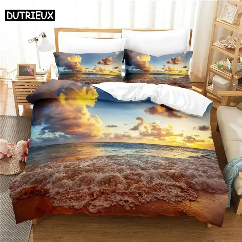 

Seaside Beach Bedding Set Duvet Cover Set 3d Bedding Digital Printing Bed Linen Queen Size Bedding Set Fashion Design