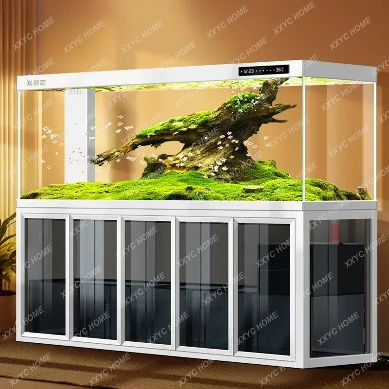XXfilter dragon fish tank ultra-white glass aquarium living room medium and large company floor tank