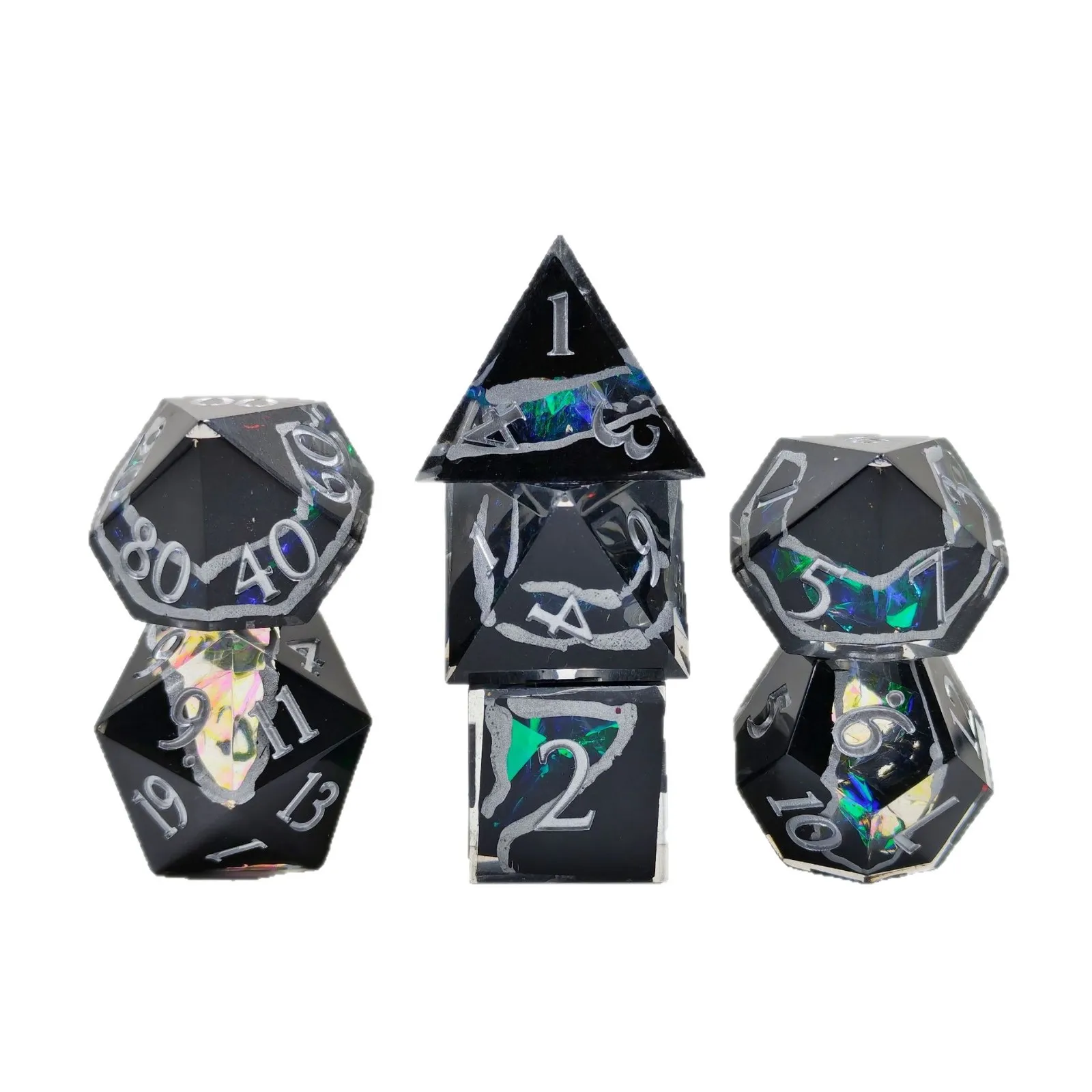 Color‑Blocking Dice, Digital Dice set, Handmade Resin DND Dice Set for Dungeons & Dragons Tabletop Role-Playing Game Resin Cube