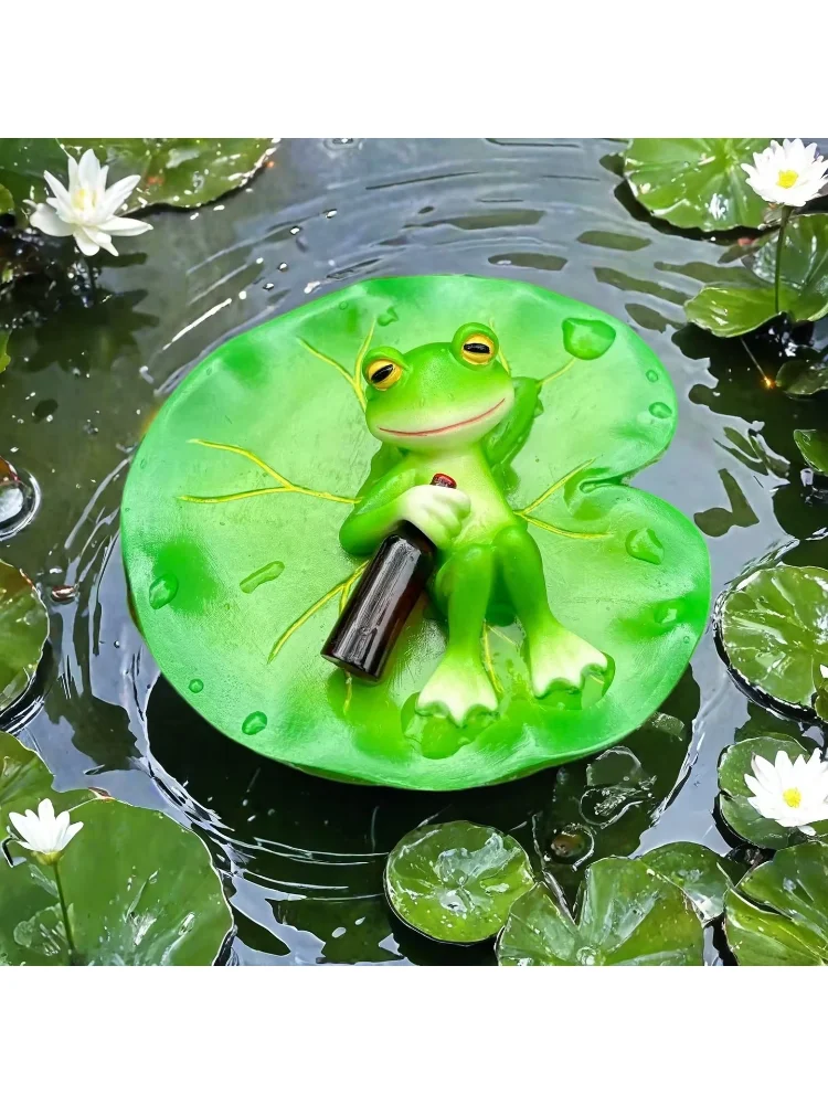 Floating Frog Decor for Pond Frog Ornament Figurine Statue Craft for Floating Lotus Flower Home Garden Decoration Photo Prop