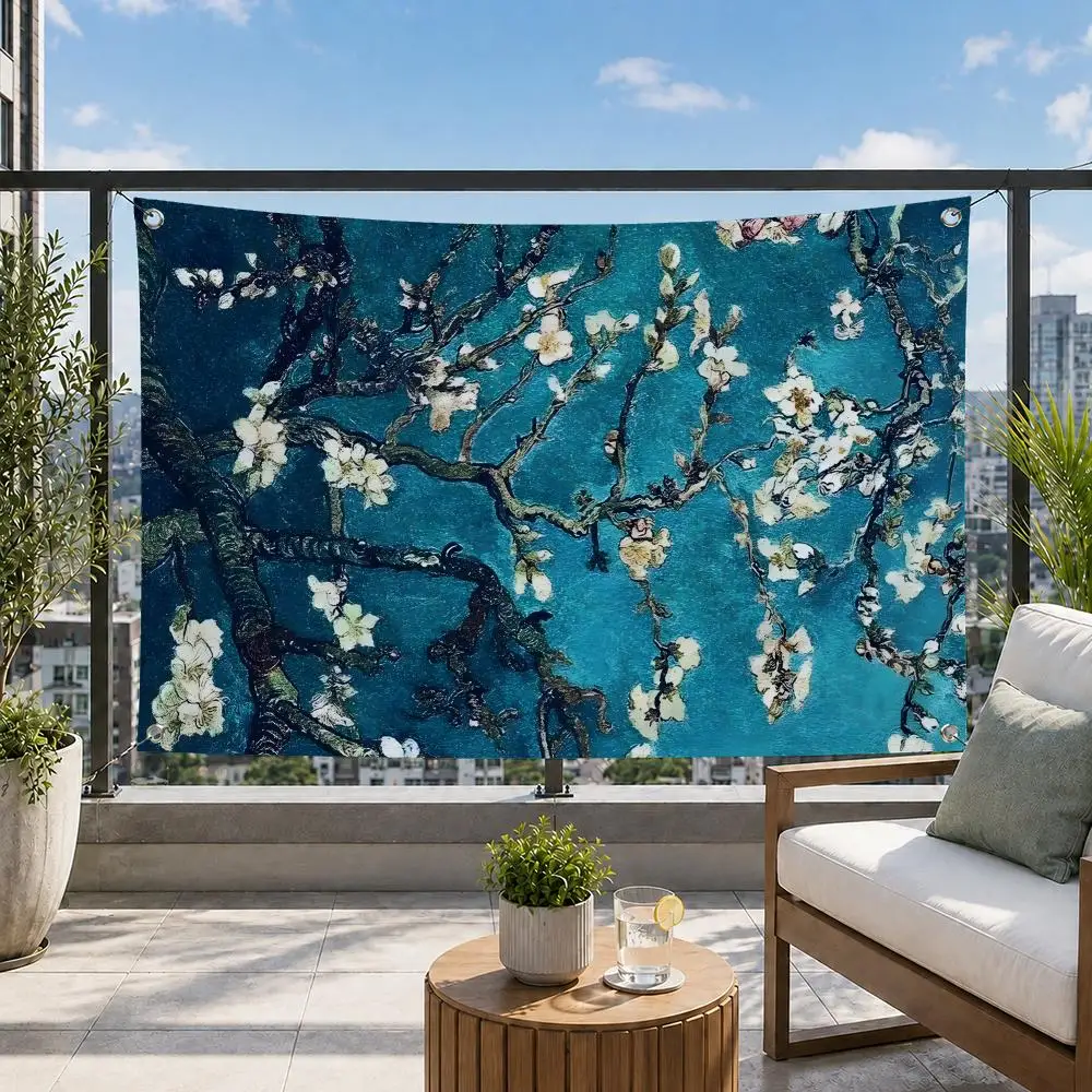 Vincent Van Gogh Almond Tree Flags Suitable for Bedroom Dorm Wall Garden Yard Porch Patio Home Party Decor