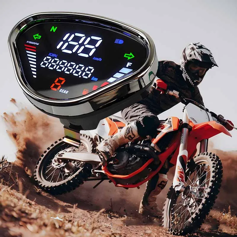 Motorcycle Tachometer Odometer LCD Display Digital Tachometer Waterproof LCD Gauge Assembly for HONDA DAX CT150