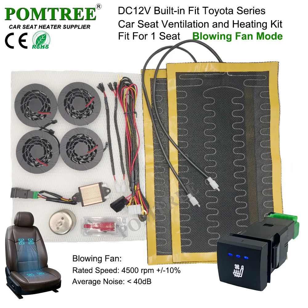 DC 12V Built-in Car Seat Ventilation and Heating Kit Fit 1 Seat, with 4 Fans & 3-level Control Switch For Toyota Camry Corolla