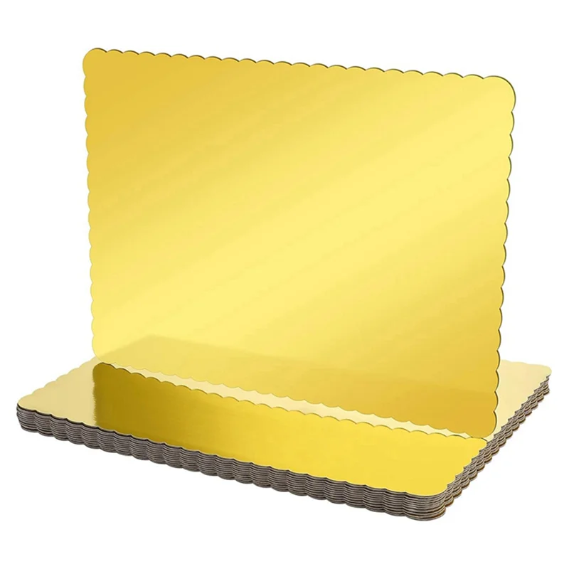 【Limited Time Offer】Disposable Cardboard Cake Bases 20 Pack Rectangle Cake Board 14X10 Inch Gold Foil Quarter Cake Sheet For Bak view 4