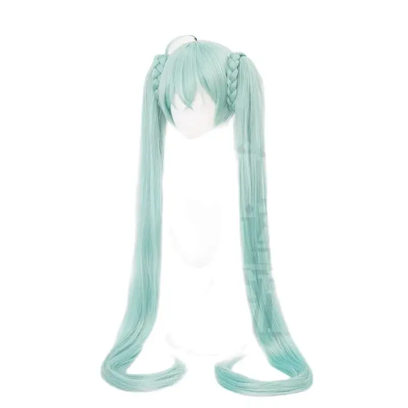 Anime Miku Cos Wig 110CM Double Ponytail Green Heat Resistant Synthetic Hatsune Hair Halloween Party Cosplay Wigs+wig Cap