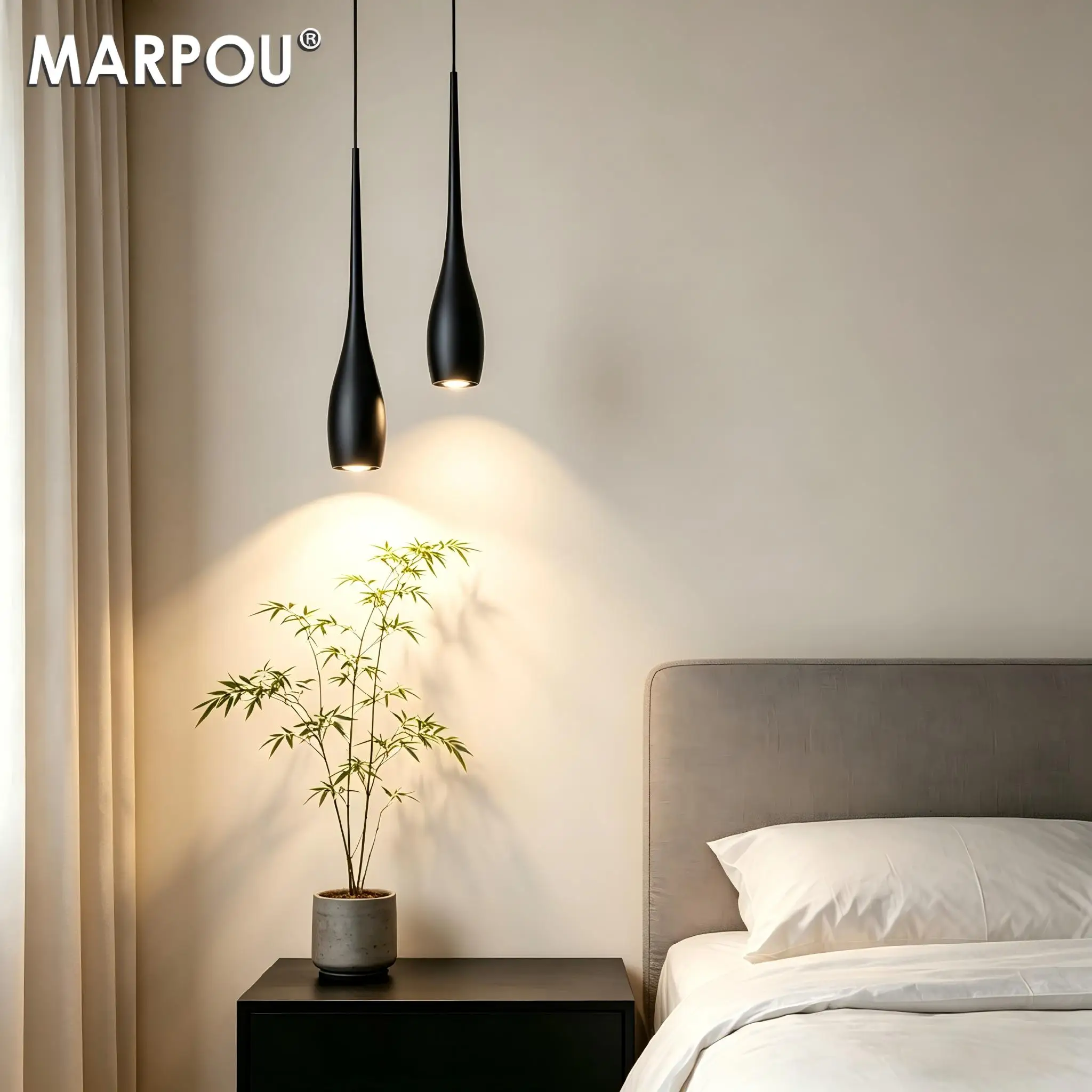MARPOU Minimalistische LED-Pendelleuchte, 3 Farbtemperaturen, moderne LED-Hängelampe, Schlafzimmer, Nachttisch, Küche, Insel, baseballförmig