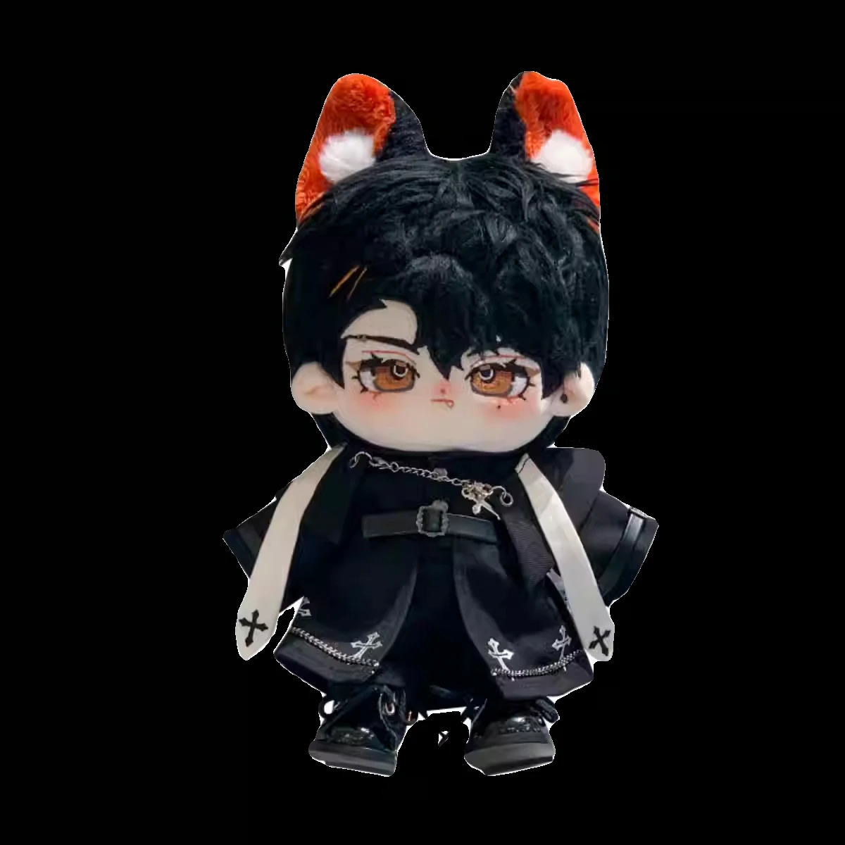 20cm Pluszowe ubranka dla lalek Fajne przystojne czarne spodnie wiatrówki Szal Skórzany pasek Ręcznie robiony zestaw Powrót do szkoły Sezon Prezent Zabawka