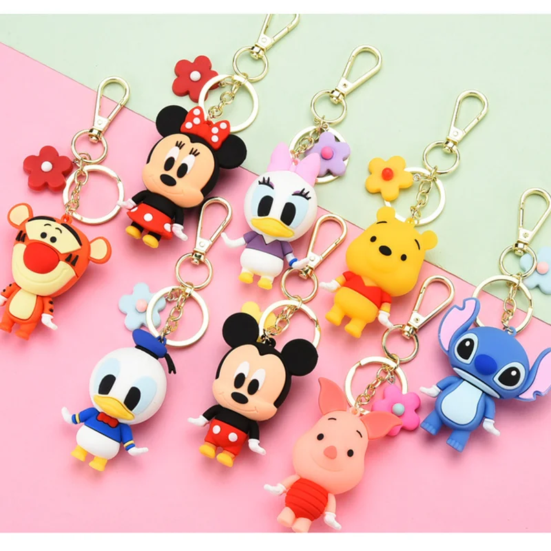 Disney Minnie Mickey Mouse Keychains Cartoon Mickey frozen Figures Boy Girl Bag Key Chains Cute Dolls Keyrings Toy Gifts