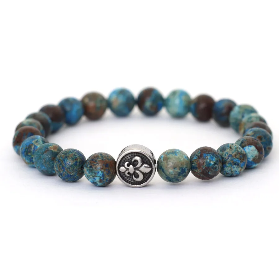 Simple Style Natural Stone Bracelet For Men Stainless Steel Metal Volcanic Rock Tiger Eyes Strand Braclet Perfect Gift Boyfriend