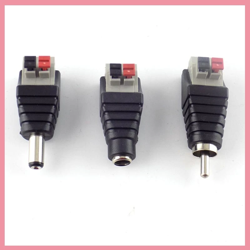 DC Male Female Professional Jack Press Plug RCA Connector Cable Plug Adapter for Speaker CCTV Audio LED light B6