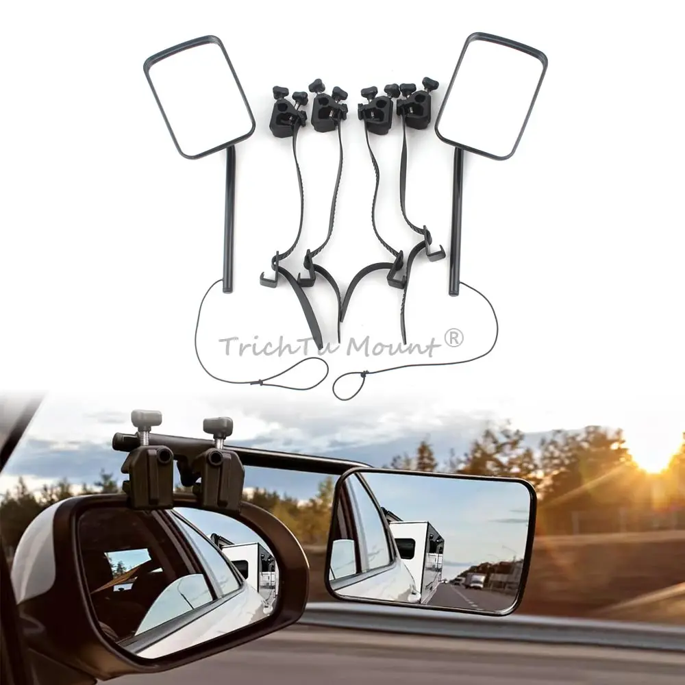 Pair Universal Rotatable Clip-on Towing Mirror Auxiliary Rearview Extension PP Glass Adjustable For Car SUV RV Truck Caravan MPV