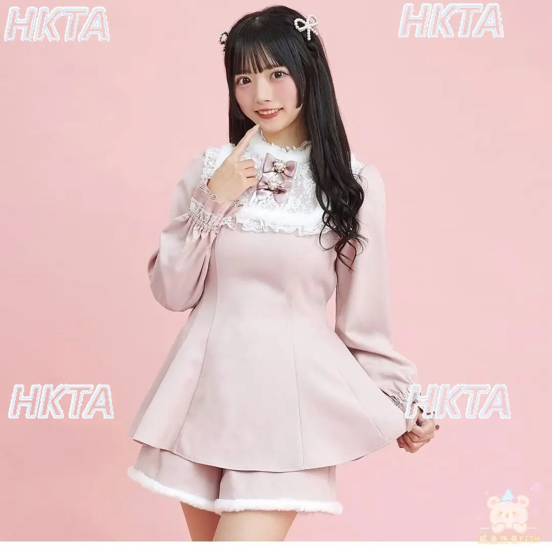 أنتجت الكتلة اليابانية فستان جديد قطعتين مجموعات الحلو ركاب لوليتا الدانتيل خياطة أفخم لطيف لوليتا فستان مجموعة تي شيرتات قصيرة للأطفال النساء