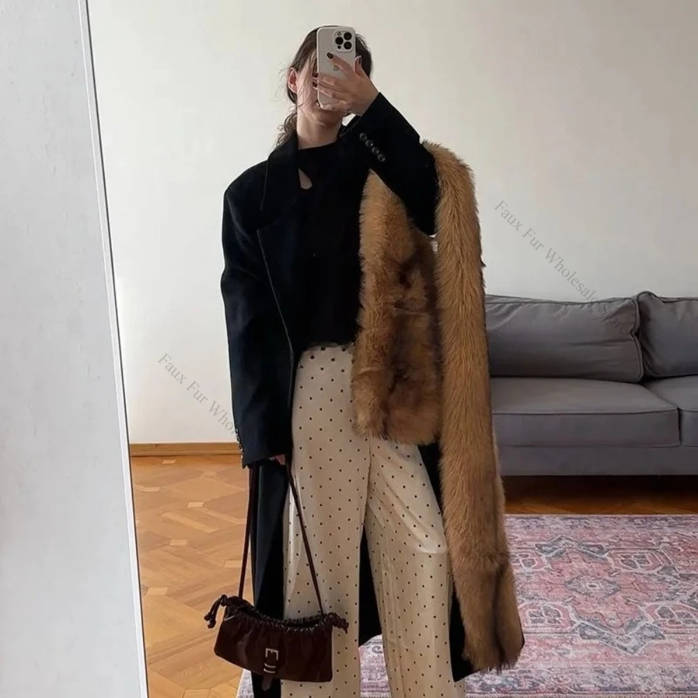 2026 Brand Fashion Faux Fur Scarf for Woman Autumn Winter Fluffy Striped Eco Fox Fur Neckerchief Luxury Shawl Scarves