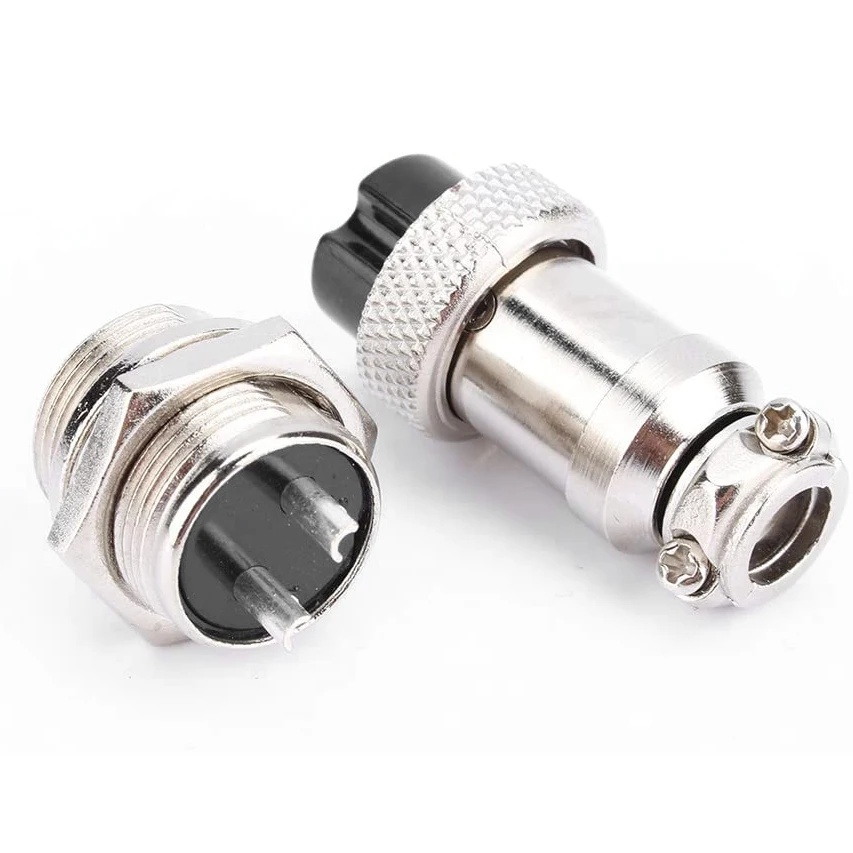 GX16 Aviation Connector 2-Pin 400V Screw Type Male and Female Butt Cable Connector Aviation Plug Socket Connector