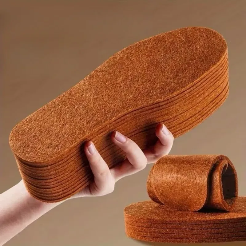 Plantillas de fieltro de lana merina súper gruesas para hombres y mujeres, calor, absorbe la humedad, Control de olores, inserciones térmicas de invierno para botas