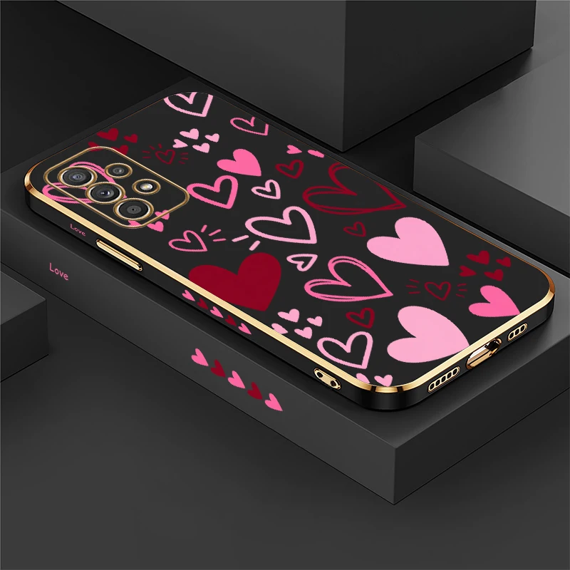 Love Heart Pattern Case For Samsung Galaxy A57 A55 A54 A53 4G 5G A52 S A73 A72 A51 A71 4G A70 Drop Resistant Soft TPU Cover Capa