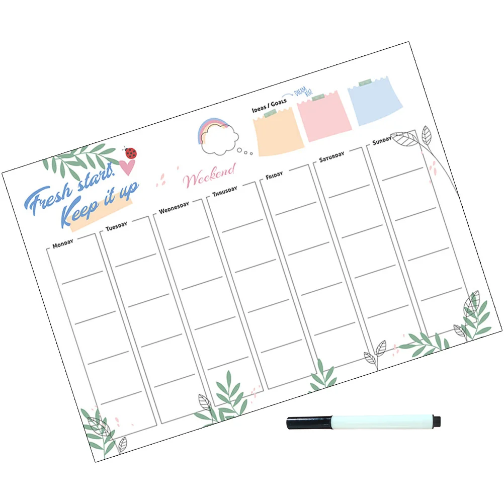 40x60 سنتيمتر المغناطيسي الجاف محو التقويم السبورة ل جدار الكتابة على الجدران ملصق قابل للإزالة مع علامة لوحة بيضاء مخطط أسبوعي