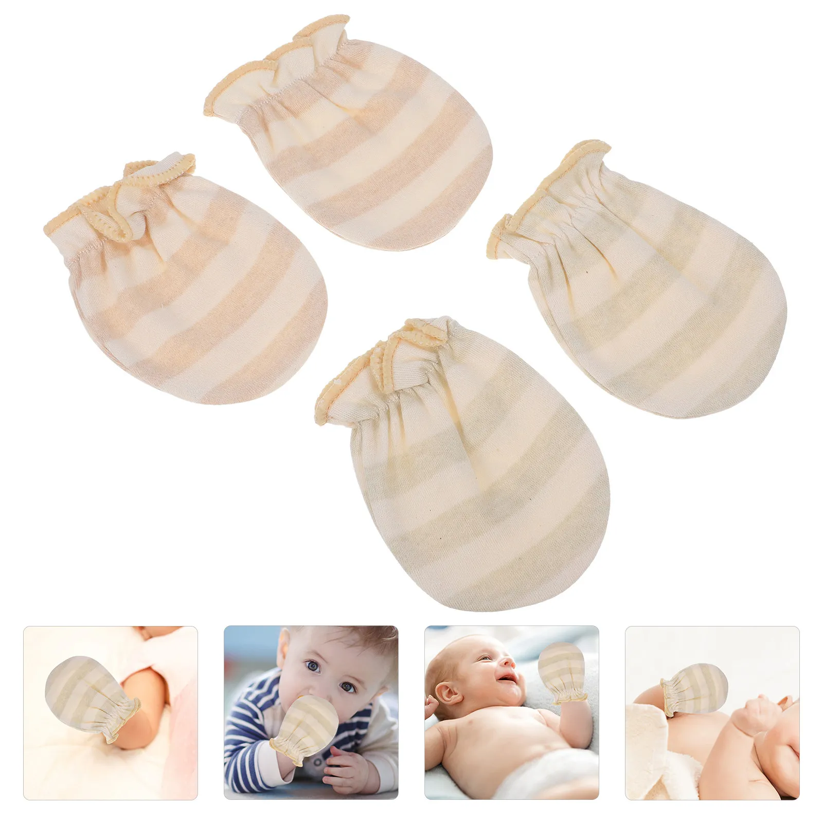 

2 Pairs Baby Mittens No-Scratch Infant Cotton Mitts Newborn Hand Protection Soft Breathable Anti-Chew Infant Girl Mittens