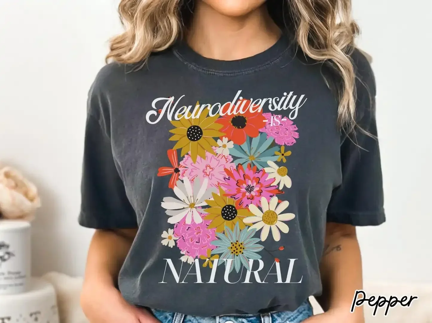 Autism Acceptance T Shirt Neurodiversity SPED teacher Mom Advocate Floral