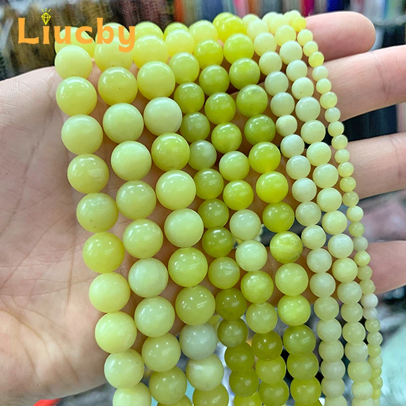 Naturstein Grüne Zitrone Jaspis Dekoration Perlen Diy Frau Zubehör Handschnur für Schmuckherstellung 4/6/8/10/12mm 15" Strang – Detail 4