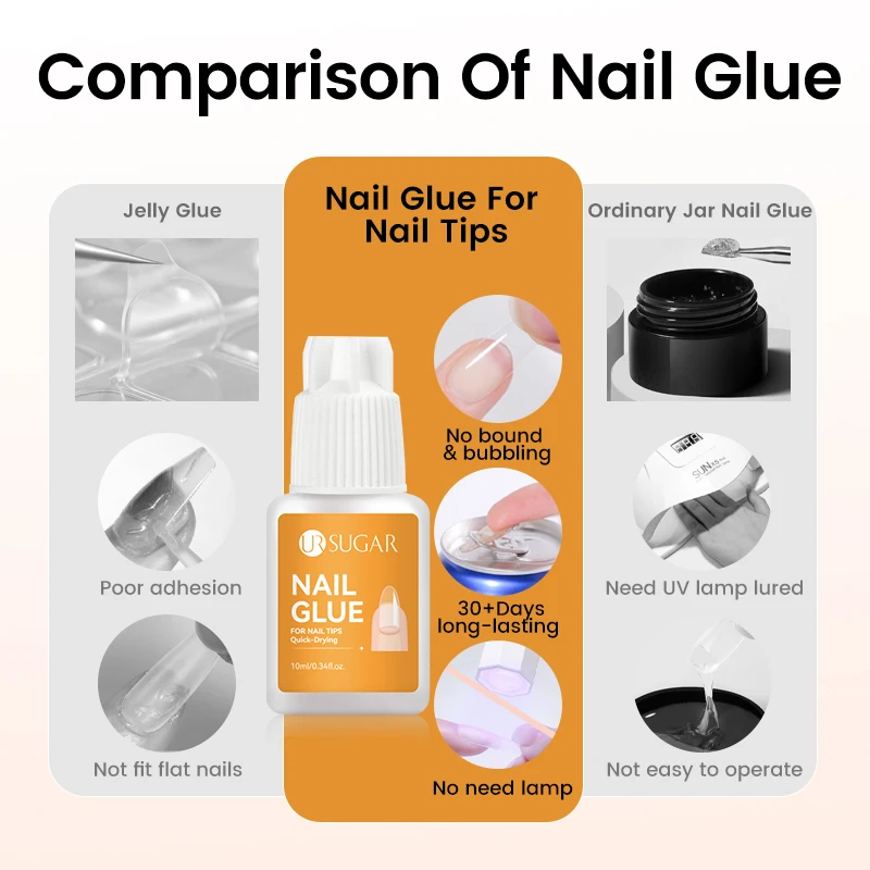 UR السكر 10 مللي مسمار الغراء ل أظافر صناعية نصائح مزيل سريعة الجافة طويلة الأمد لاصق متعدد الوظائف قوي هلام إزالة طلاء الأظافر #5