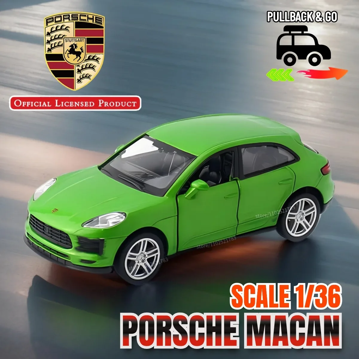 1/36 Porsche Macan Pullback Toy Car Model Official Licensed Alloy Diecast Vehicle Scale Replica Xmas Gift Kid Boy Toy