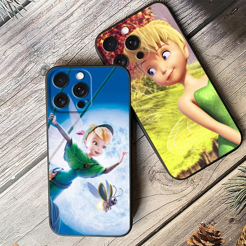 Tinker Bell Disney Design For Apple iPhone 16 15 14 13 12 11 XS XR X Pro Max Plus Mini Black Back Phone Case