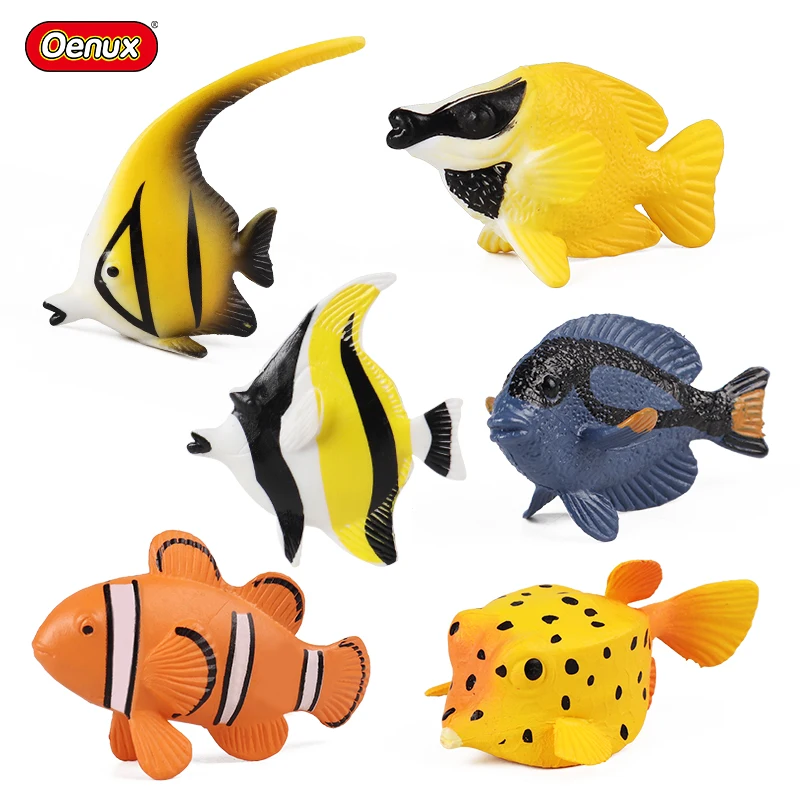 

Oenux Mini Ocean Animals Model Action Figures Fish Whale Shark Turtle Sea Life Set Figurines Home Decoration Kids Education Toy