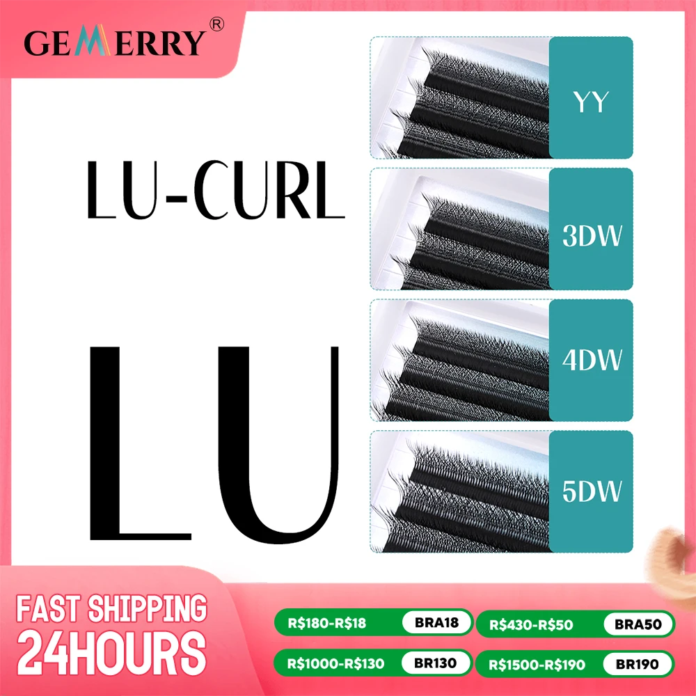 Gemerry-W Shape Eyelash Extensions, L, LU, Curl, Premade, Volume Fans, Soft Faux Mink, Natural Lashes, Easy Faning, YY, 3D, 4D, 5D