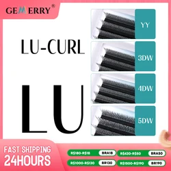 Gemerry-extensiones de pestañas con forma de L/LU, pestañas naturales de visón falso, volumen prefabricadas, suaves, fáciles de flanear, YY/3D/4D/5D W