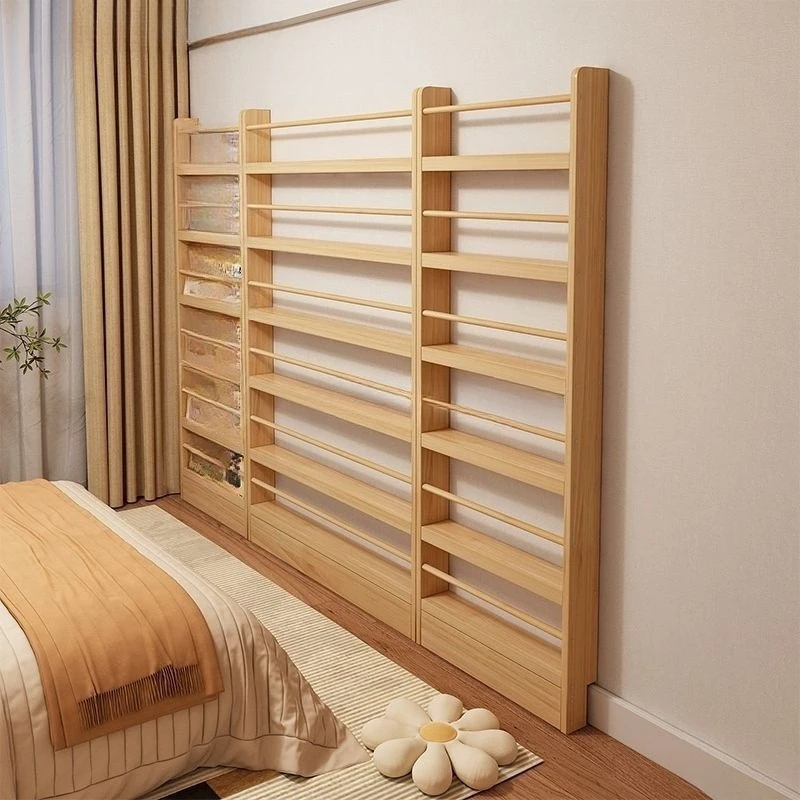 

Bookshelf behind the door Shelf Solid wood storage cabinet Children's wall hanging wall bookcase