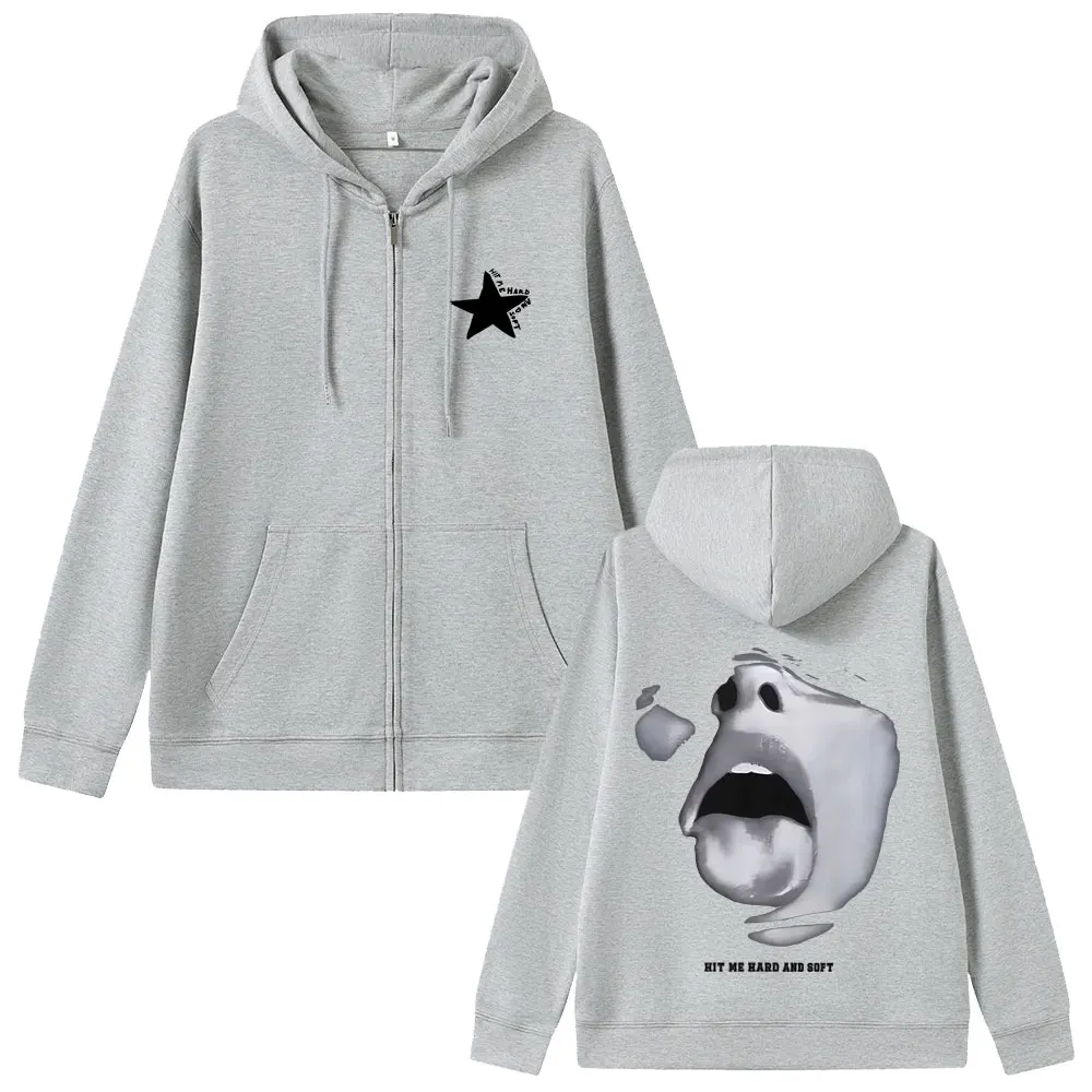 ضربني الصلب والناعمة الوجه الجرافيك قلنسوة بسحاب الرجال النساء عادية خمر زمم سترة الرجال موضة البوب الموسيقى زمم البلوز