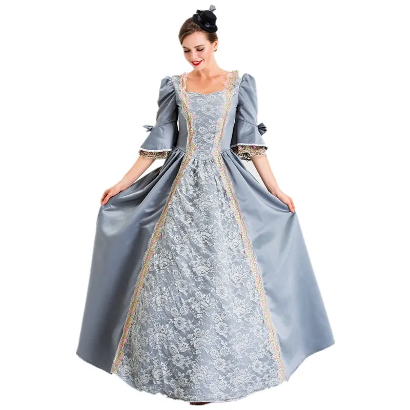 Halloween New Vintage Medieval Court Long Dress Cos Princess Costume  Lady Queen Formal Wear Polyester Fiber 100% - view 3