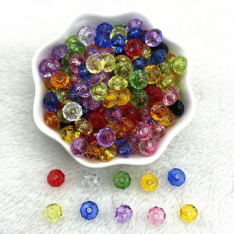 New 6/8/10mm Transparent Faceted Flat Acrylic Beads Loose Spacer Beads for Jewellery Making DIY Handmade Bracelet Accessories