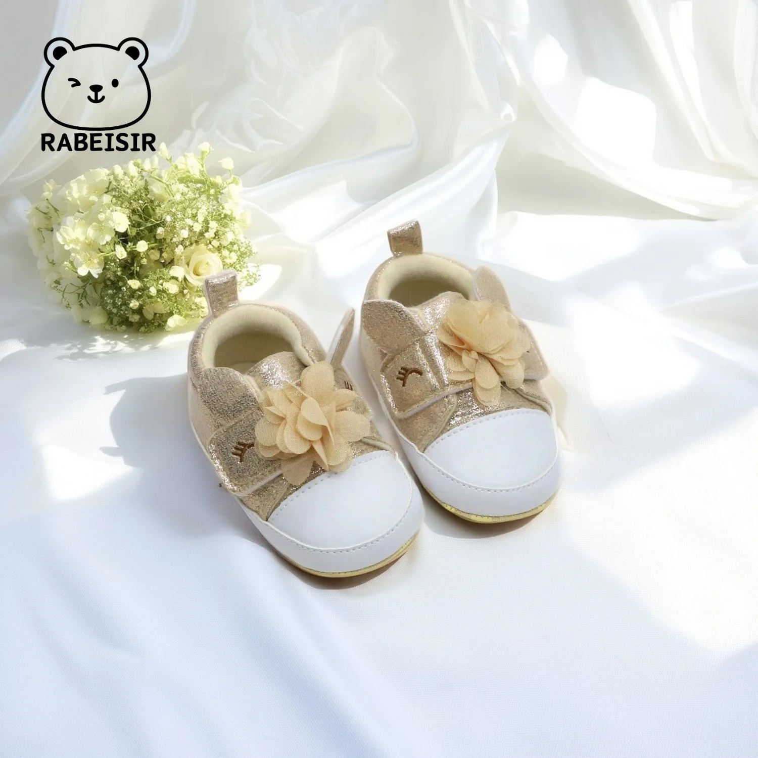 أحذية RABEISIR للأطفال، أحذية الأميرة، أحذية المشي للأطفال من عمر 6 إلى 12 إلى 18 شهرًا، نعل ناعم قابل للتنفس