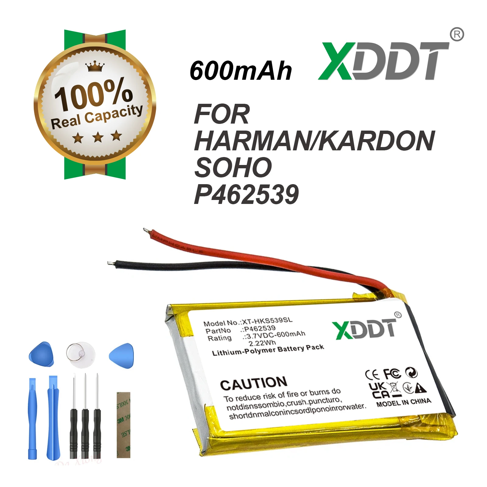 Wireless Headset Battery For Harman/Kardon SOHO,P462539,600mAh /2.22Wh,Li-Polymer,3.70V