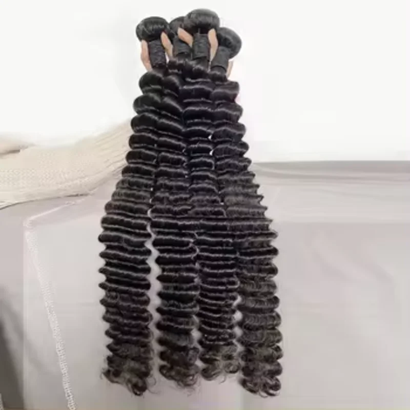 Extensiones de cabello humano de onda profunda, extensiones de cabello humano virgen brasileño 10A, 16, 18, 20 pulgadas, mechones rizados húmedos y ondulados, cabello humano