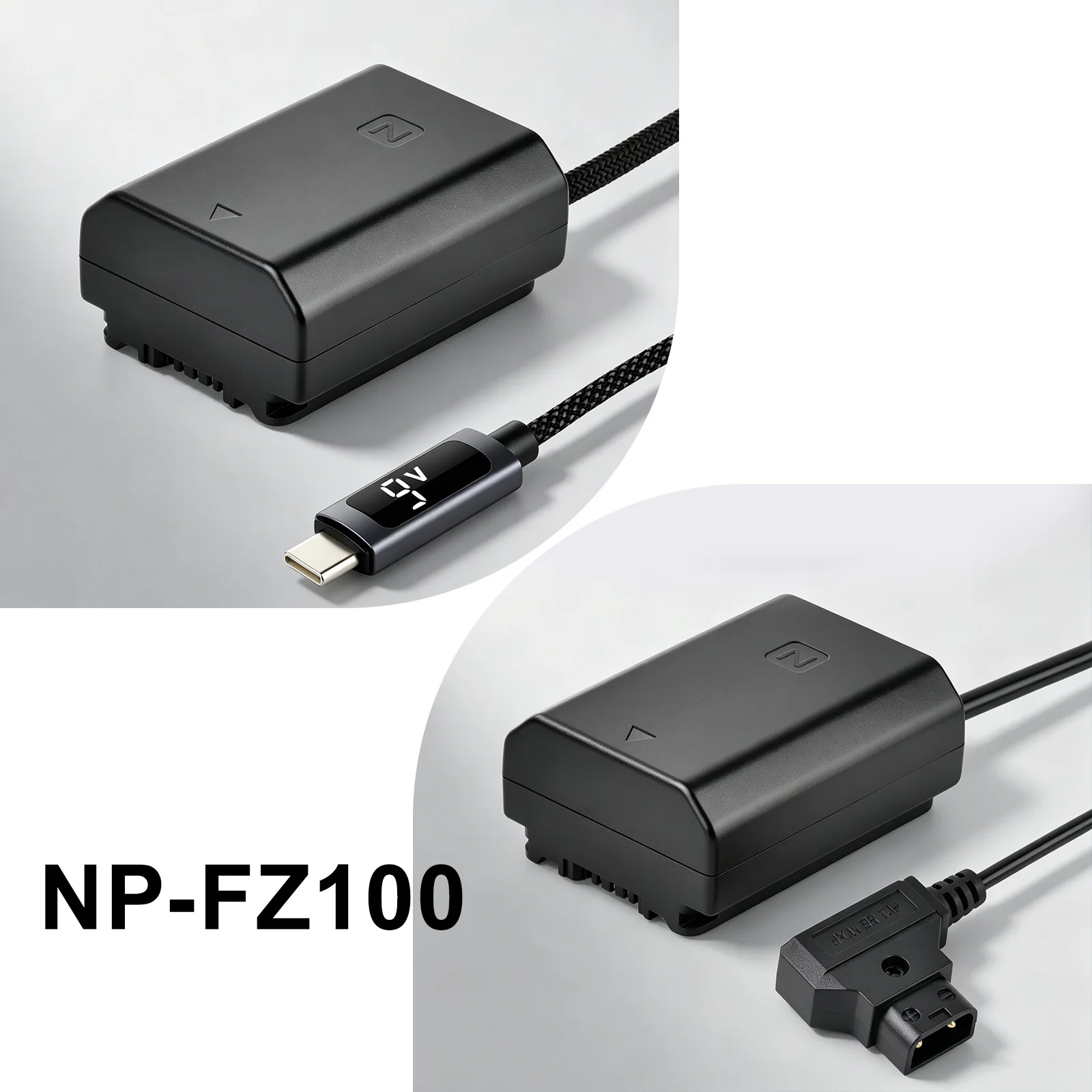 PD Type-C 9V & D-Tap NP-FZ100 Dummy Battery, AC-PW23 Continuous Power Supply for Sony FX3 FX30 ZV-E1 A7CII A7CR A7IV