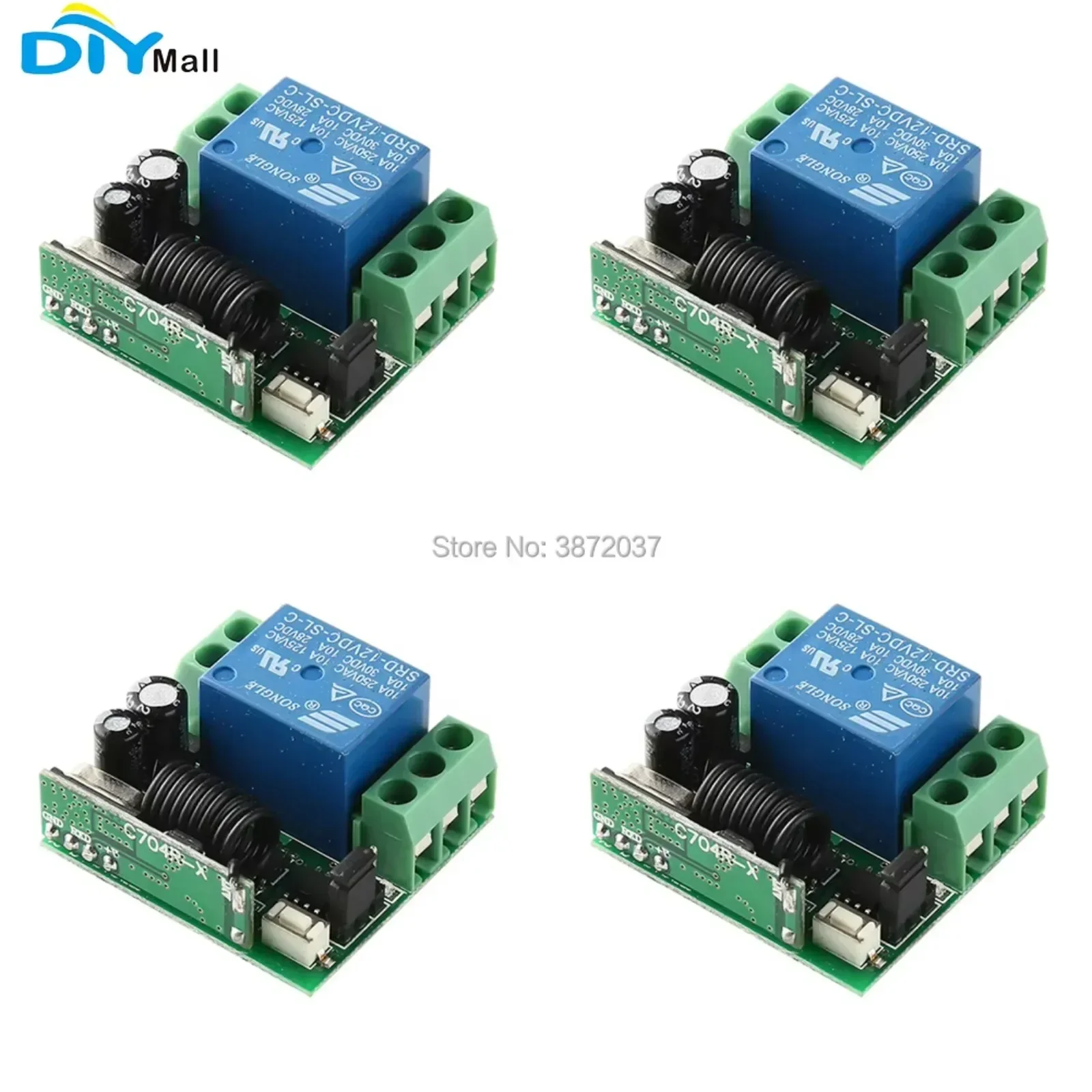 Módulo de relé receptor sem fio 4 tamanhos, interruptor de controle remoto de 1 canal dc12v 10a casa inteligente para rf 433mhz