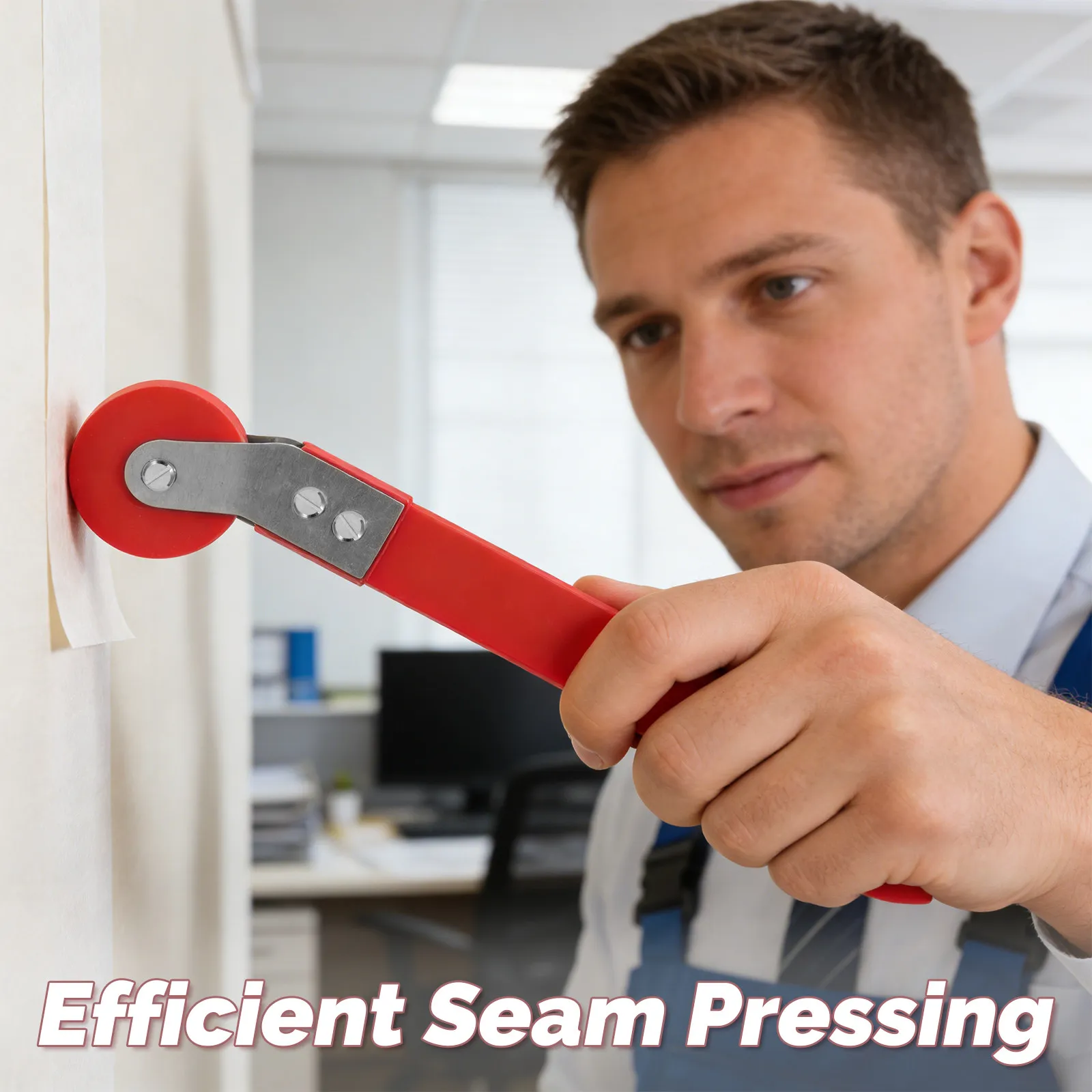 Wallcovering Seam Roller Stainless Steel Plastic Handle Seam Pressing Roller for Wallpaper Corners Edges and Seams Vinyl
