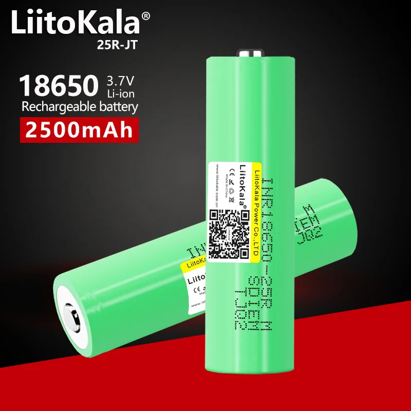 1-10 sztuk LiitoKala 25R-JT 18650 2500mah INR18650-25R 20A rozładowania baterii litowych wysokiej mocy rozładowania baterii 3.7V 18650 25R