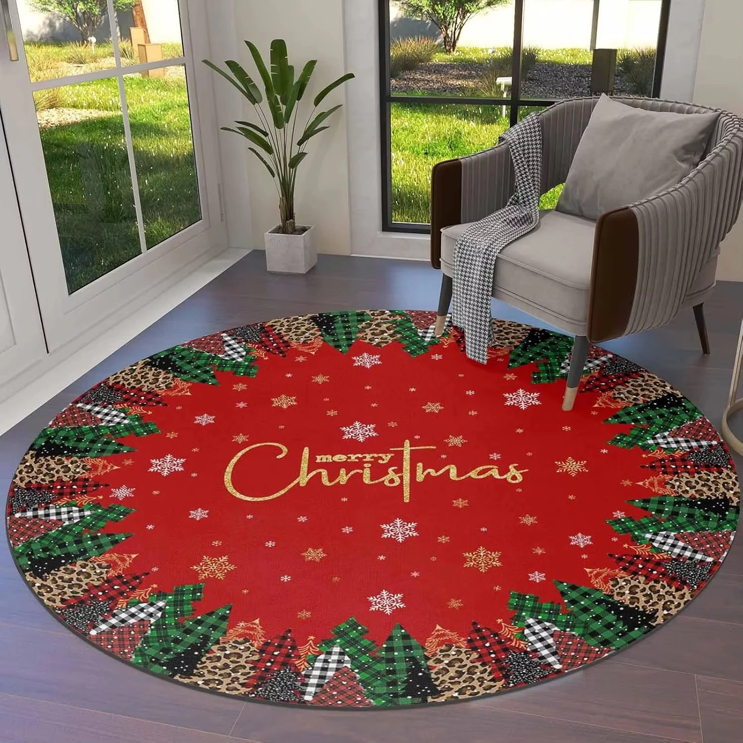 VIKAMA Christmas Decor Tree Skirt Carpet New Style Living Room Bedroom Exquisite Festive Multi-Size Selectable Rug Home Decor