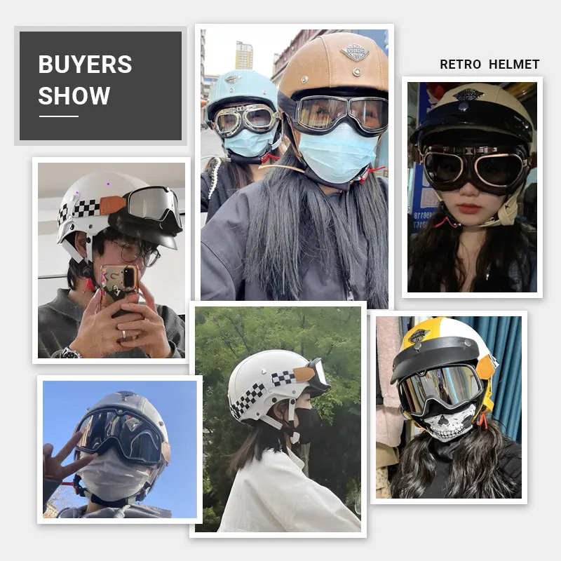 Retro Motorcycle Helmets Capacete De Moto Half Face Helmet Motorbike Half Helmet for Men Women DOT Approved Four Seasons