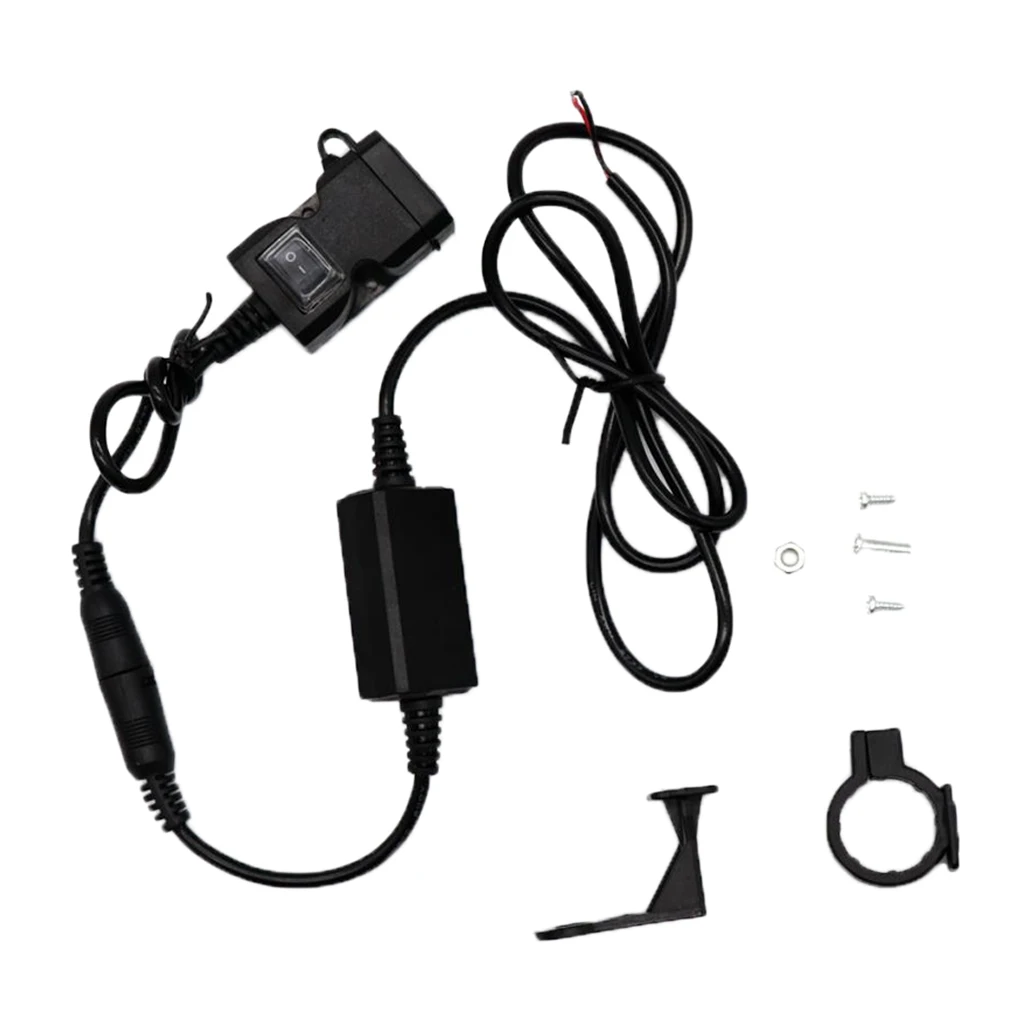 Waterproof USB 12V-24V Motorcycle Handlebar Charger Socket Switch Mount